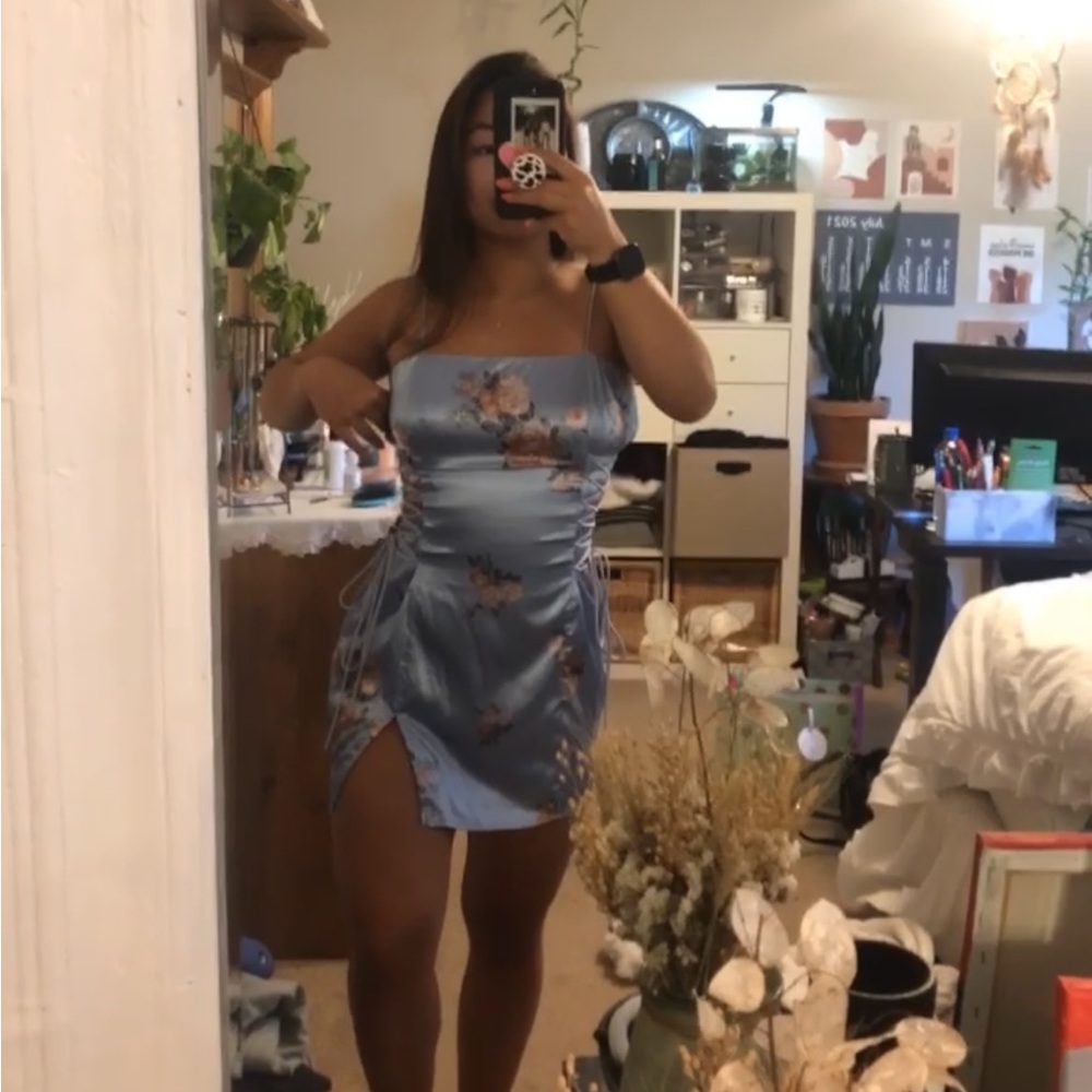 Periwinkle Satin Mini Dress